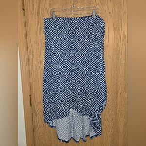 Faded Glory Blue and White Asymmetrical Skirt